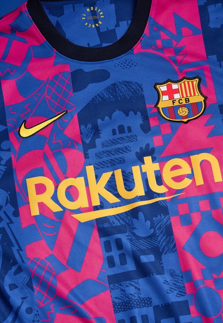 Detail FC Barcelona Champions League Fussballtrikot 2021/2022