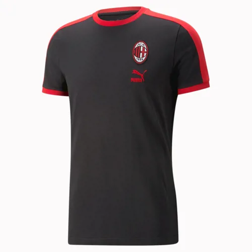 AC Mailand Retro T7 T-Shirt - Schwarz/Rot