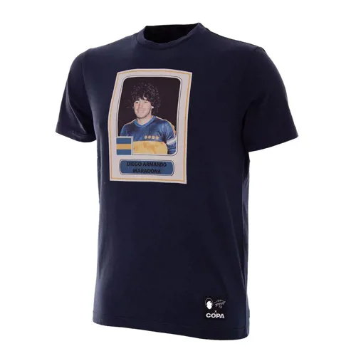 Boca Juniors Maradona Football Sticker T-Shirt - Dunkelblau